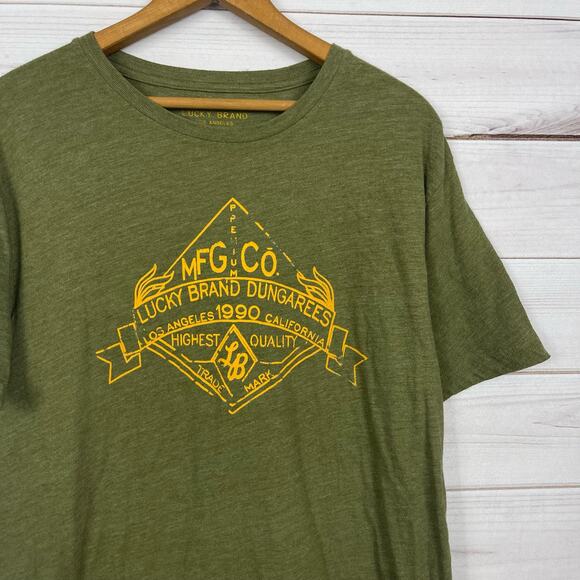 Lucky Brand Men's Short Sleeve Green T-Shirt Sz Medium - Picture 2 of 5